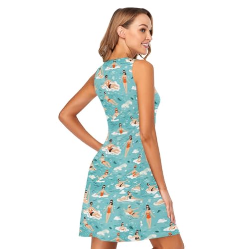 Image of ALAZA Women's Summer Dress Sun Dress Sleeveless with Pockets