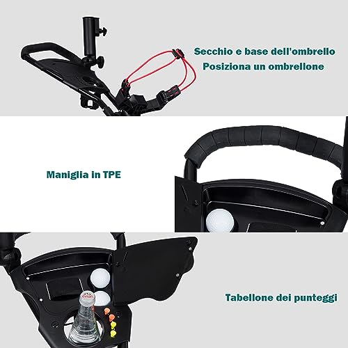 COSTWAY Carrello da Golf Pieghevole con 3 Ruote