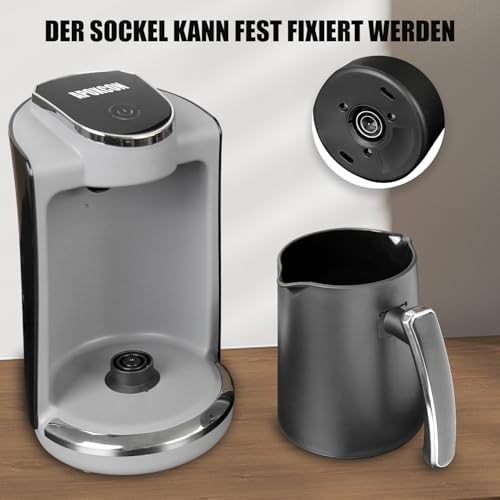 APOXCON Automatische Elektrische Türkische Kaffeemaschine für 4 Tassen – 400W Edelstahl-Heizplatte mit Trockenkochschutz (250 ml)​