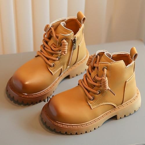 Kids Girls Boots Boy Fall Winter Comfort Boot Lace-Up Work Boots High Top Side Zipper Ankle Shoes for Baby Girls2