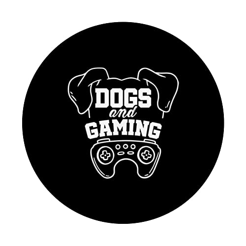 Dogs And Gaming Gamer Video Game Player Games Nerd Geek PopSockets Swappable PopGrip, Black - Image 3