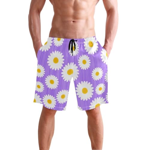 Flowers Floral Purple Mens Swim Trunks Quick Dry Beach Shorts with Pocket S 2302875