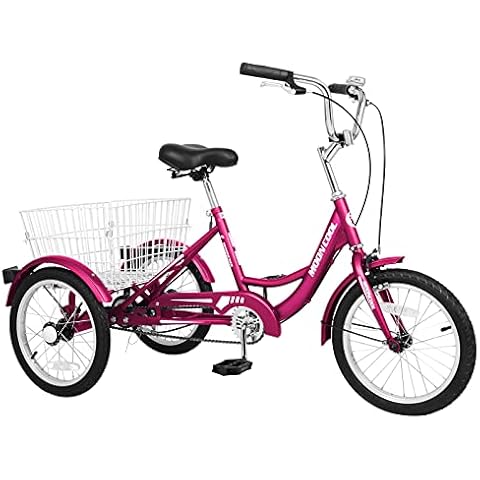 H&ZT 3 Wheeled Bikes for Adults, 16" Tricycle, Trike Cruiser Bike, w/Large Basket and Maintenance Tools, Children's Teenagers' Men's Women's Cover