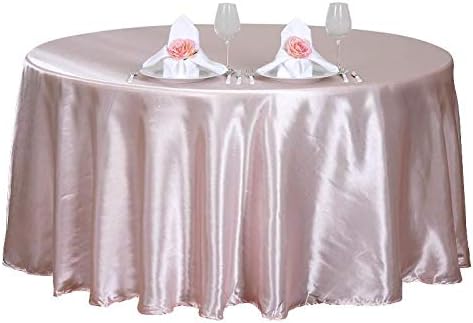 Miniatura 4 de BalsaCircle Mantel redondo de satén color rubor de 120 pulgadas para mesa de boda, fiesta, recepción, eventos, cocina y comedor