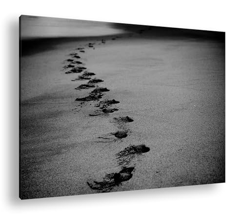 Leinwandbild Fußspuren im Sand – Vergängliche Momente Format: 70x50cm Effekt:Schwarz&Weiß XXL Kunstdruck Bild auf Holzrahmen/Wandbild/Wohnzimmer Dekoration Leinwandbild Fußspuren im Sand – Vergängliche Momente Format: 70x50cm Effekt:Schwarz&Weiß XXL Kunstdruck Bild auf Holzrahmen/Wandbild/Wohnzimmer Dekoration