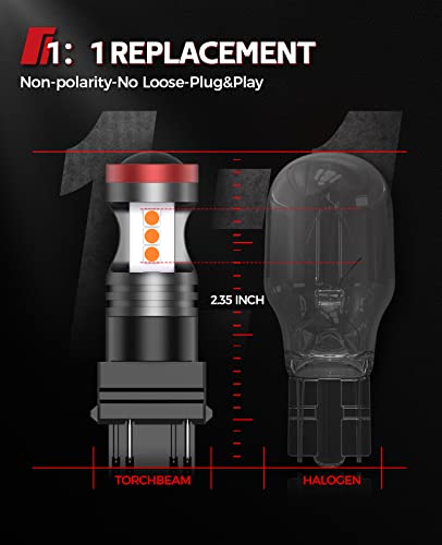 Image of Torchbeam 3157 LED Bulbs, Amber Yellow LED Turn Signal Lights Bulbs, 400% Brighter 3156 3057 3457 4157 LED Bulb with Projector Replacement for Directional Blinker Parking Side Marker Lights