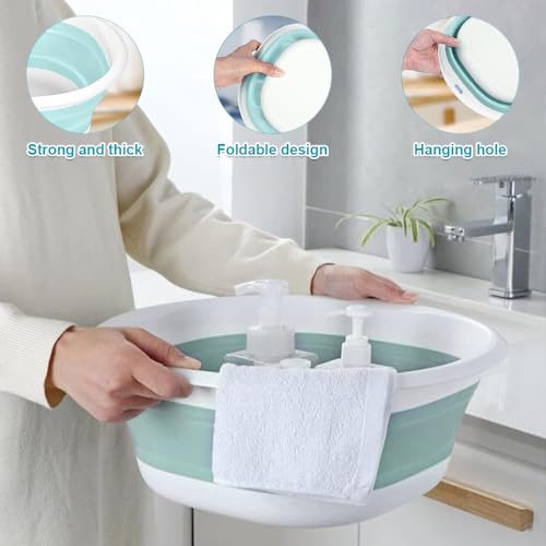 KUIZHEN Square Collapsible Washing up Bowl, 5L Multi-Functional Outdoor Travel Water Storage Basin, Folding Hand Wash Basin for Kitchen Sink Travel Camping Hiking and Motorhomes(Green) - Image 3