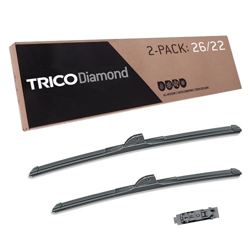 Image of TRICO Diamond 26 inch + 22 inch Super Premium Automotive Replacement Windshield Wiper Blades (Set of 2), Passenger and Driver Side All-Weather Beam Wiper Blades for Select Vehicle Models (Item #25-2622)