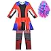 Kosplay Déguisement Descendants 3 Mal/Evie/Belle/Uma Halloween Cosplay Costume avec Gants Enfant