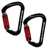 GM CLIMBING 28kN 6295lbf Twist Locking Carabiner D Shape for Mountaineering Rock Climbing Rappel Hunt Hammock CE UIAA Pack of 2
