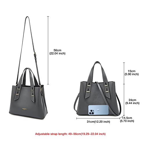 Image of LAORENTOU Women Crossbody Handbags Genuine Leather Satchel Handbags for Women Top-handle Shoulder Tote Purses