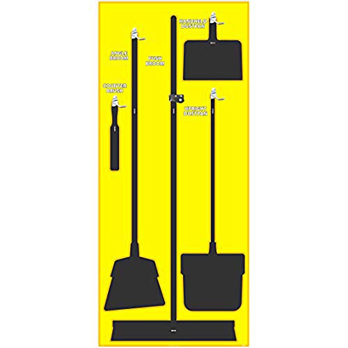 Image of NMC SB107FG 5S Janitorial Shadow Board, Yellow /Black, 68 inchX30 inch, ProSeriesAcrylic (Tools Sold Separately)