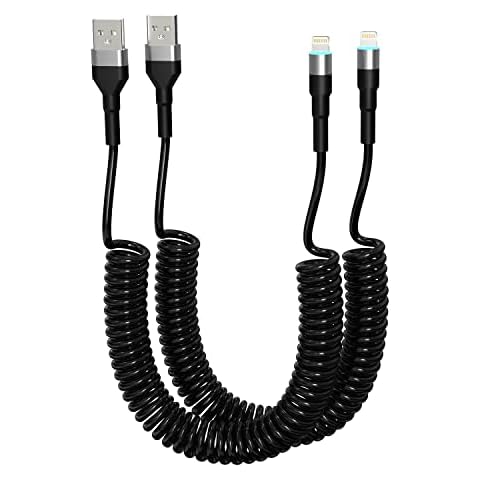 Cable de carga en espiral para iPhone con certificación Apple Carplay y MFi Cover