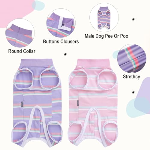 Image of Dog Surgery Recovery Suits, Sleeveless Dog Recovery Suit Male, E-Collar & Cone Alternative Bodysuits After Surgery, Striped Dog Onesie Pajamas, Pet Surgical Vest for Wound Care