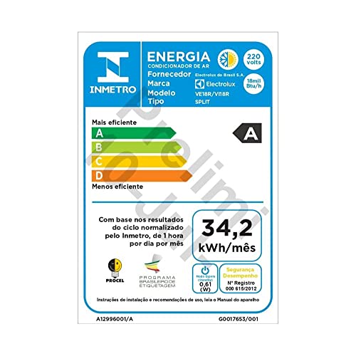 Ar condicionado Electrolux Split 18.000 BTUS Quente/Frio Linha Ecoturbo (VI18R/VE18R) - 220V