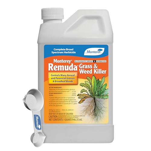 Monterey Remuda Grass and Weed Killer Bundled with Measuring Spoon - Broad Spectrum Non-Selective Post-Emergent Herbicide Concentrate for Vegetation Management and Ornamental Weed Control 32oz