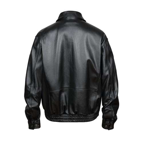 REED Men's American Style Bomber Genuine Leather Jacket4
