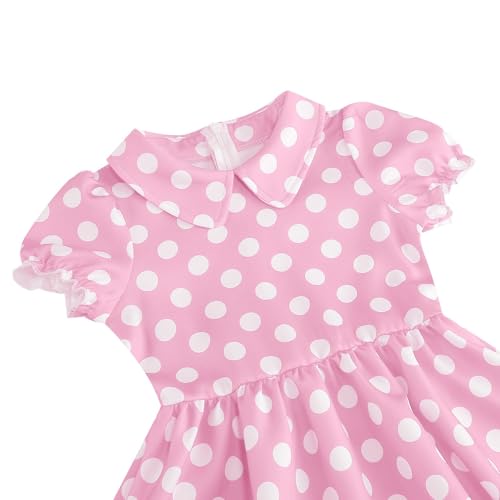 Polka Dot Dress for Girls Vintage-Inspired Short Sleeve Party Dress with Collar4