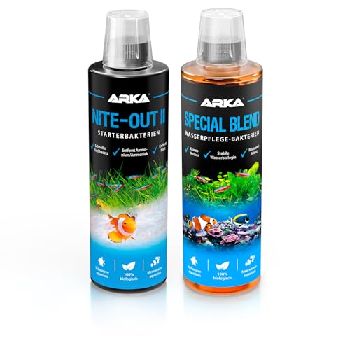 Aquarium Starterbakterien Set 2 x 473 ml mit Nite-Out II & Special Blend für schnellen Filterstart biologische Stabilität & klares Wasser für Süß- & Meerwasser ARKA