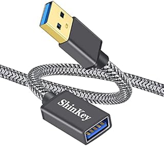 ShinKey 2Pack 0.6M USB 3.0 Extension Cable, 5Gbps Fast Data Transfer USB 3.0 Type A Male to Female Extension Cable Cord Nylon Braide Compatible with USB Keyboard, Flash Drive, Hard Drive 0.6M