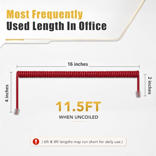 Image of Comtrue Phone Cords for Landline, 2-Pack, Telephone Handset Cords | Red, Universally Compatible, Tangle-Resistant, Noise-free, Go-to Length, Ideal for office & home