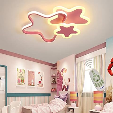 Kinderzimmerlampe LED Dimmbar Deckenleuchte Kinder Mädchen Junge Schlafzimmer Deko Decke Lampe, Modern 3 Stern Design Acryl-schirm Deckenlampe Cover