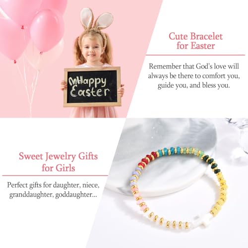 Image of Easter Gifts for Girls- Christian Cross Bracelet Religious Decorations Jewelry Gifts Easter Egg Stuffers for Kids Goddaughter Daughter Granddaughter
