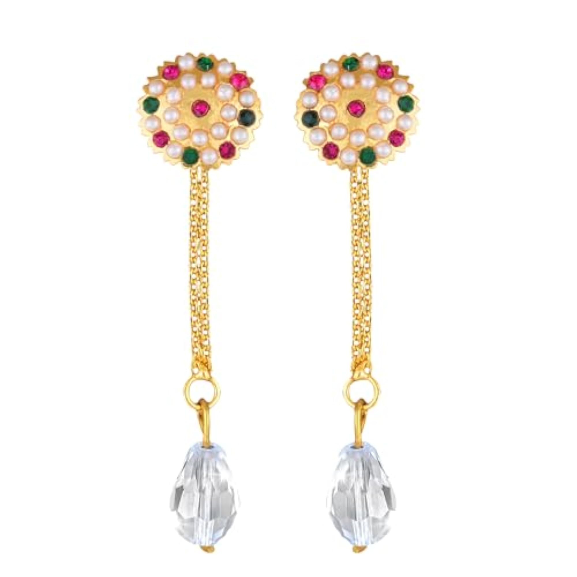 Premium CZ Stone Studded Removable Stud & Drop Earring Combo