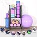 Home Gym Storage Rack Exercise Equipment Storage Organizer for Yoga Mat Dumbbells Kettlebells Foam Roller Yoga Strap & Resistance Bands, Ideal Yoga Mat Holder & Workout Equipment Organizer