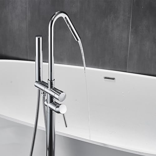 Robinetterie de baignoire chromée haut de gamme avec douchette LWX - 4