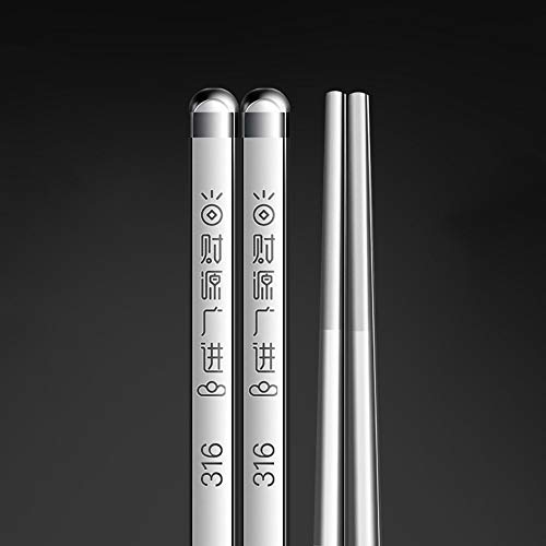 HYPPT Conjunto De Palillos Metálicos De 10 Pares,Palillo Chino De Acero Inoxidable Reutilizable para Sushi Noodle Arroz No-Slip Dishwasher-vajilla Aislante De Calor Segura