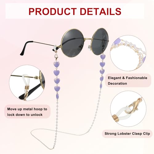 Image of uxcell Beads Eyeglass Chain, Pearl Glasses Strap Eyewear Retainer Chain Around Neck Sunglass Holder for Girls Women