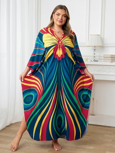 Image of Kaftan Dress for Women - Plus Size Caftan Maxi Beach Dress Moo Moos Loungewear, Swimsuit Cover Up for Beach, Pool or Vacation