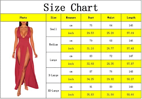 Image of Women's Sexy V Neck Sleeveless High Split Club Party Maxi Dresses
