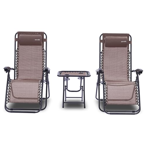 Chaise pliante extérieure SereneLife inclinable marron pour terrasse