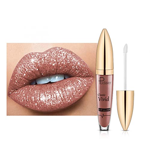 tkrady Glitter Metallic Lip Gloss Matte To Glitter Liquid Lipstick Lip Stain Red Brown Black Green Purple Lip Tint Stain Glitter Glossy Sparkly Lipstick Long Lasting With Lip Liner Lipliner Set For Women(#11)