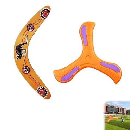 EujRcf 2 Pcs Boomerang Set Easy-to-Throw V-Shaped & Triangle Returning Boomerang Aerodvnamic Flying Disc Wooden Boomerang Set Ideal for Backyard Games Beach Park and Family Outdoor Entertainment