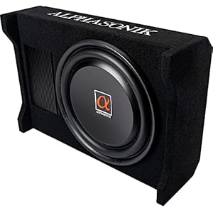 Alphasonik AS120A 12″ 1500 Watts with a Built-in Amplifier Down-Firing Shallow Mount Enclosed for Tight Spaces in Cars and Trucks, Slim Thin Loaded Subwoofer Air Tight Sealed Bass Enclosure