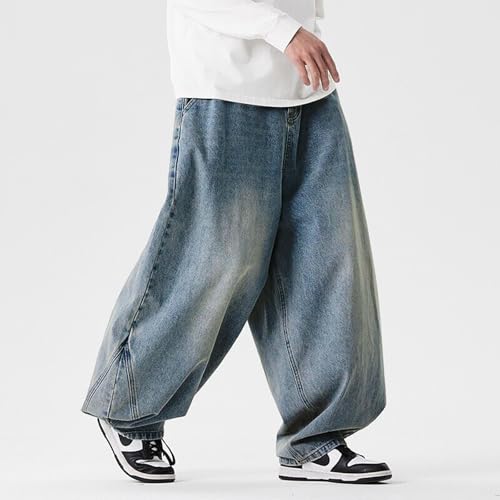 Men's Elastic Waist Baggy Jeans Harlan Skateboard Hip Hop Denim Pants Vintage Wide Leg Loose Jeans Streetwear2