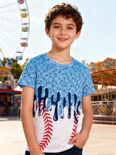 Image of uideazone Tshirts for Boys Kids Short Sleeve T-Shirt 3D Graphic Tee Shirts Tops Clothes 4-16 Years