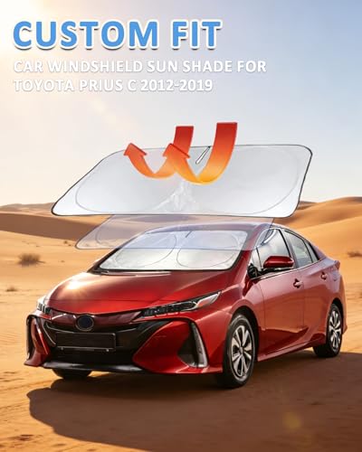 Image of Sun Shade for Prius C Windshield Sunshade Custom fit for 2012-2019 Toyota Prius C Accessories Foldable Front Window Cover UV Bloker Sun Visor Protector