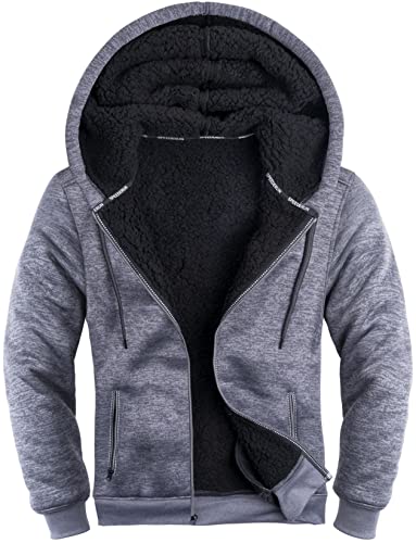 Little Beauty Men Hoodies Full Zip Up Jacket Fleece Sherpa Lined Heavyweight Sweashirts Winter3