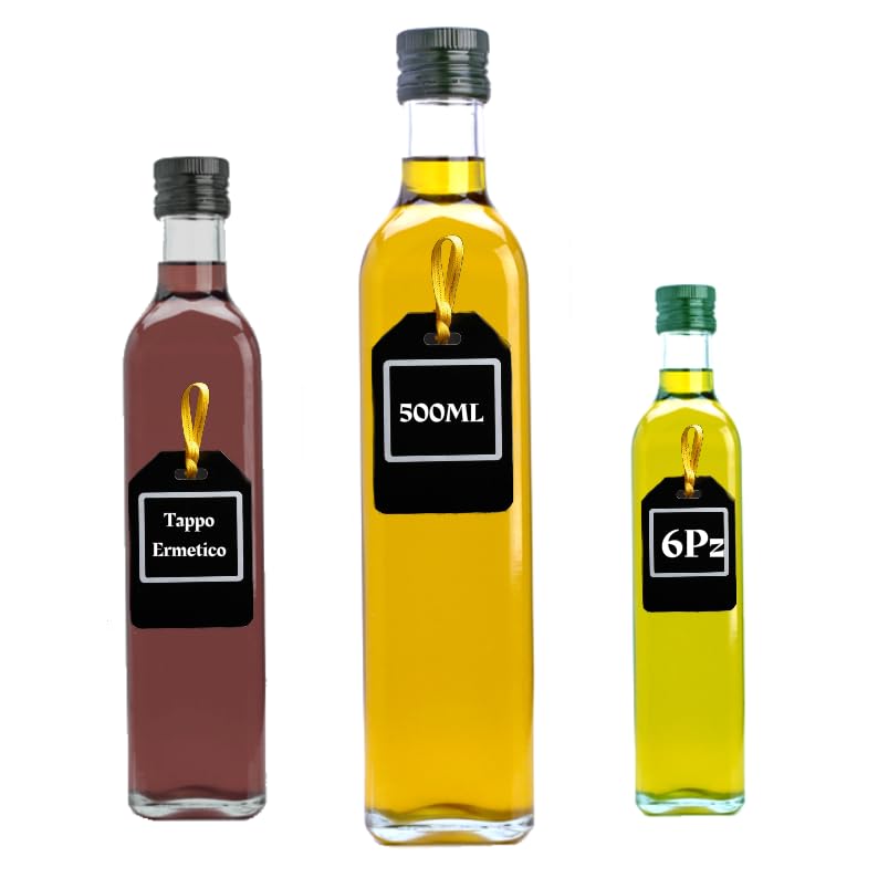 Set 6 Bottiglie Vetro 500ml Con Tappo Ermetico - Per Olio, Liquori, Vino, Con Imbuto E Guarnizioni - Foto 2