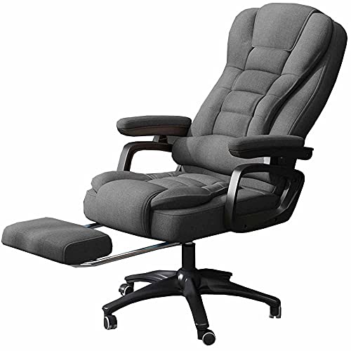 GLETSF Silla De Oficina Ejecutiva Asiento Cómodo Algodón Y Lino Transpirable Sofá para El Hogar Respaldo Ajustable 160° con Reposapiés Capacidad De Carga 150 Kg Unisex Relajante-Huise