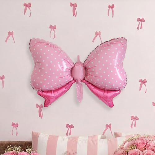 Image of SpecialYou Big Pink Bow Ribbon Foil Balloon Decoration Kit | Pink Bow Foil Balloon, Ribbon Rolls, Glue Dots for Birthday Decoration, Girls Party Decor, Room Decor-8pcs