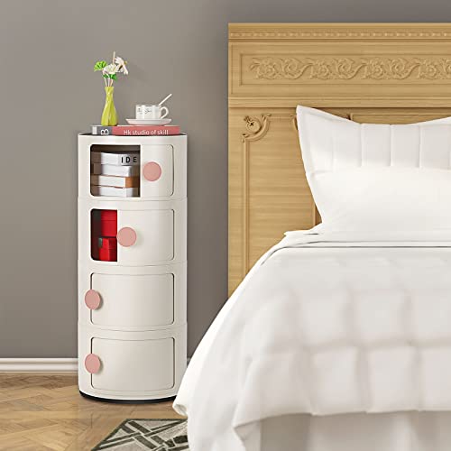 ABS Multifunction Storage Table Stackable Detachable Organizer 4 Tier - Beige