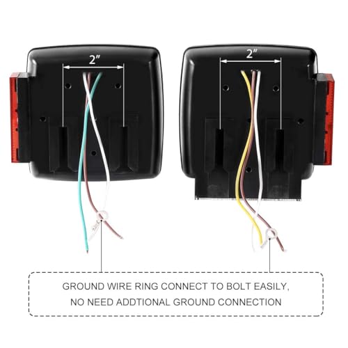 CZC AUTO 12V LED Submersible Trailer Tail Light Kit for Under 80 Inch Boat Trailer Marine with 18G Pure Copper Wiring Harness