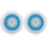Replacement Facial Cleansing Brush Heads, Facial Cleansing Brush Head, Exfoliator Facial Brush Heads, for Acne Prone, Clogged and Enlarged Pores Sensitive Skins (Blue/2 Pack)