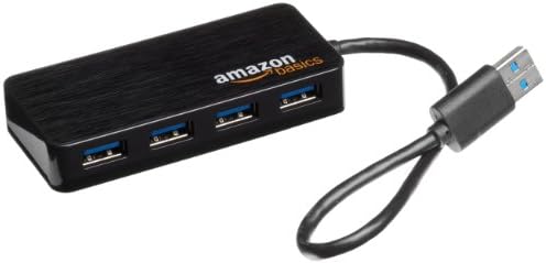 Amazon Basics 4-Port USB 3.0 Hub with UK Plug, Schwarz
