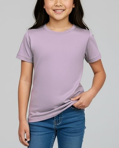 Image of Real Essentials 5 Pack: Girls' Cotton Short Sleeve Crew Neck T-Shirt - Athletic Tee Shirt for Teens Kids Youth (Ages 4-16)